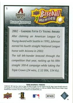2008 Upper Deck Baseball Heroes - Black #5 Randy Johnson Back