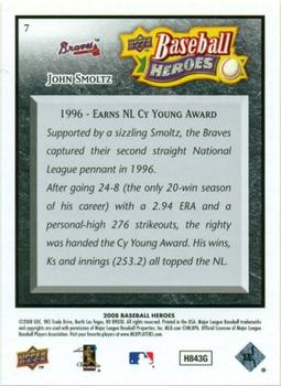 2008 Upper Deck Baseball Heroes - Black #7 John Smoltz Back