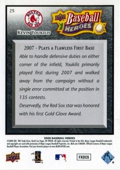 2008 Upper Deck Baseball Heroes - Black #25 Kevin Youkilis Back
