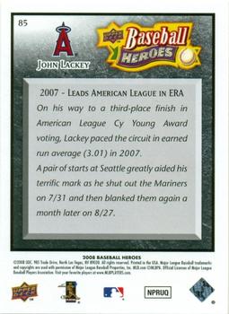 2008 Upper Deck Baseball Heroes - Black #85 John Lackey Back
