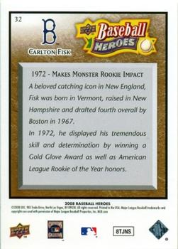 2008 Upper Deck Baseball Heroes - Brown #32 Carlton Fisk Back
