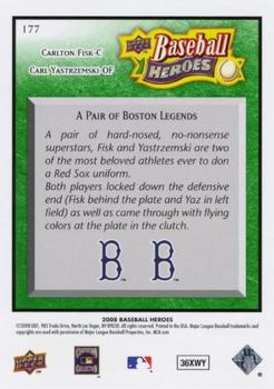 2008 Upper Deck Baseball Heroes - Emerald #177 Carlton Fisk / Carl Yastrzemski Back