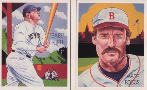 1988 Baseball Cards Magazine Repli-cards - Panels #1 / 2 Babe Ruth / Wade Boggs Front