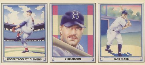 1988 Baseball Cards Magazine Repli-cards - Panels #1 / 2 / 3 Roger Clemens / Kirk Gibson / Jack Clark Front