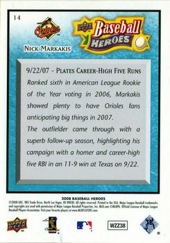 2008 Upper Deck Baseball Heroes - Light Blue #14 Nick Markakis Back