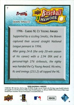 2008 Upper Deck Baseball Heroes - Light Blue #7 John Smoltz Back
