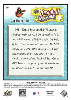 2008 Upper Deck Baseball Heroes - Light Blue #16 Cal Ripken Jr. Back
