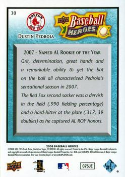 2008 Upper Deck Baseball Heroes - Light Blue #30 Dustin Pedroia Back