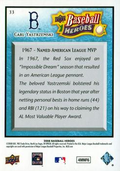 2008 Upper Deck Baseball Heroes - Light Blue #33 Carl Yastrzemski Back
