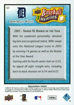 2008 Upper Deck Baseball Heroes - Light Blue #61 Dontrelle Willis Back