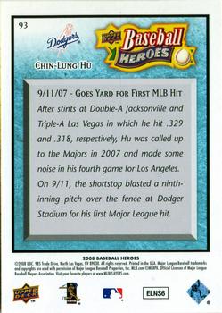2008 Upper Deck Baseball Heroes - Light Blue #93 Chin-Lung Hu Back