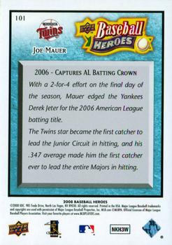 2008 Upper Deck Baseball Heroes - Light Blue #101 Joe Mauer Back