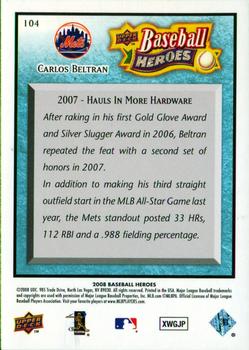 2008 Upper Deck Baseball Heroes - Light Blue #104 Carlos Beltran Back