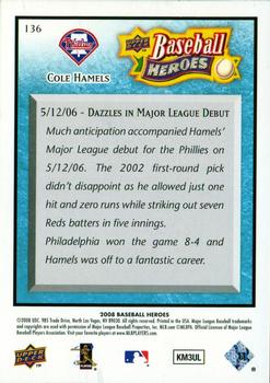 2008 Upper Deck Baseball Heroes - Light Blue #136 Cole Hamels Back
