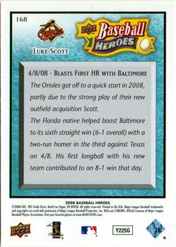 2008 Upper Deck Baseball Heroes - Light Blue #168 Luke Scott Back