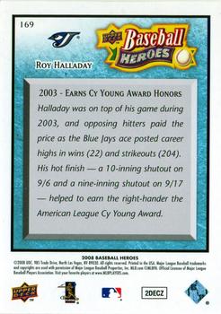 2008 Upper Deck Baseball Heroes - Light Blue #169 Roy Halladay Back