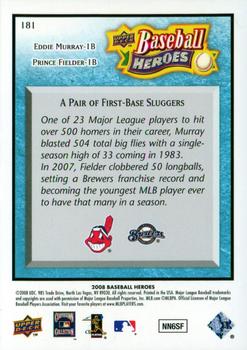 2008 Upper Deck Baseball Heroes - Light Blue #181 Eddie Murray / Prince Fielder Back