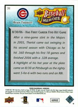 2008 Upper Deck Baseball Heroes - Light Blue #31 Ryan Theriot Back