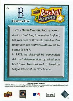 2008 Upper Deck Baseball Heroes - Light Blue #32 Carlton Fisk Back