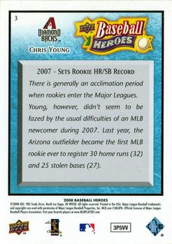2008 Upper Deck Baseball Heroes - Light Blue #3 Chris Young Back