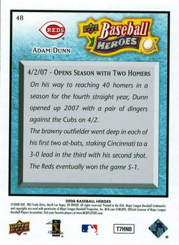 2008 Upper Deck Baseball Heroes - Light Blue #48 Adam Dunn Back