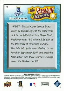 2008 Upper Deck Baseball Heroes - Light Blue #78 Luke Hochevar Back