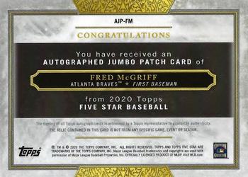 2020 Topps Five Star - Five Star Autographed Jumbo Patch Gold #AJP-FM Fred McGriff Back