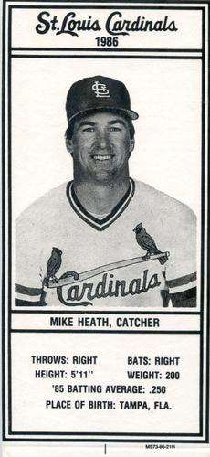 1986 Schnucks Milk St. Louis Cardinals #NNO Mike Heath Front