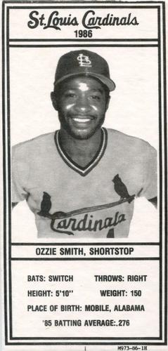 1986 Schnucks Milk St. Louis Cardinals #NNO Ozzie Smith Front