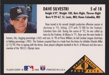 1993 Fleer - Major League Prospects (Series Two) #5 Dave Silvestri Back