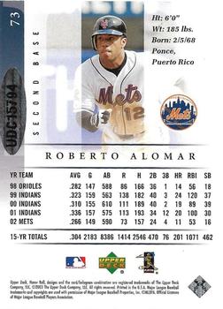2008 Upper Deck Spectrum - Buyback Autographs #RA5 Roberto Alomar / 2003 UD Honor Roll Back