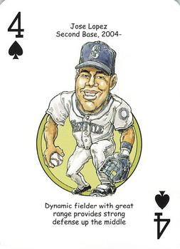 2008 Hero Decks Seattle Mariners Baseball Heroes Playing Cards #4♠ Jose Lopez Front