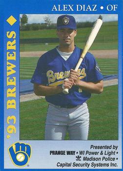 1993 Milwaukee Brewers Police - Prange Way, WI Power & Light, Madison Police, Capital Security Systems Inc. #NNO Alex Diaz Front