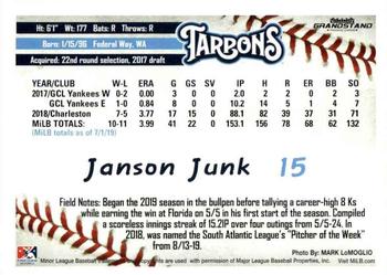 2019 Grandstand Tampa Tarpons #NNO Janson Junk Back