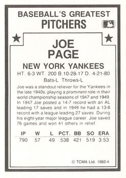 1987 TCMA 1982 Greatest Pitchers #4 Joe Page Back
