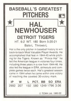 1987 TCMA 1982 Greatest Pitchers #22 Hal Newhouser Back