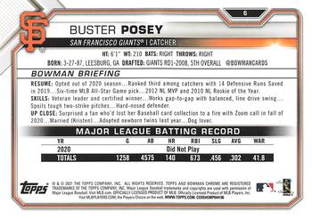 2021 Bowman #6 Buster Posey Back