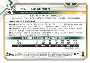 2021 Bowman #37 Matt Chapman Back