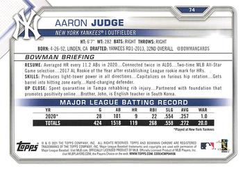 2021 Bowman #74 Aaron Judge Back