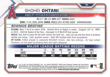 2021 Bowman #85 Shohei Ohtani Back