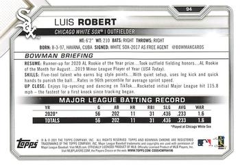 2021 Bowman #94 Luis Robert Back