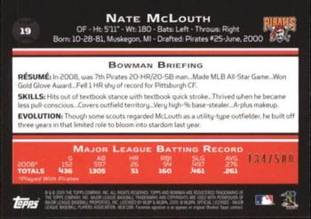2009 Bowman - Blue #19 Nate McLouth Back