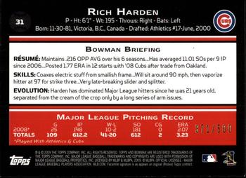 2009 Bowman - Blue #31 Rich Harden Back