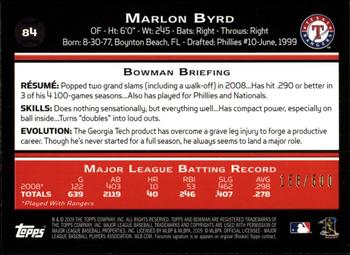2009 Bowman - Blue #84 Marlon Byrd Back