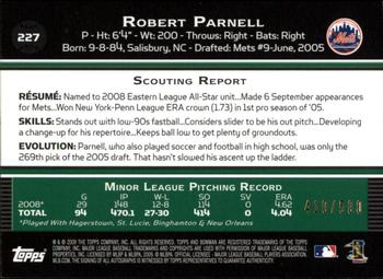 2009 Bowman - Blue #227 Bobby Parnell Back