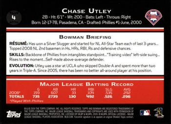 2009 Bowman - Gold #4 Chase Utley Back