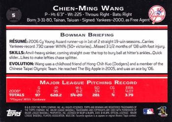 2009 Bowman - Gold #5 Chien-Ming Wang Back