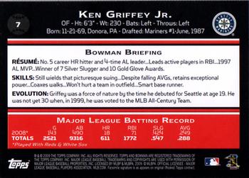 2009 Bowman - Gold #7 Ken Griffey Jr. Back