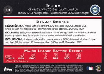 2009 Bowman - Gold #10 Ichiro Suzuki Back