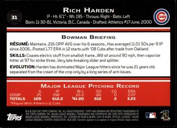 2009 Bowman - Gold #31 Rich Harden Back